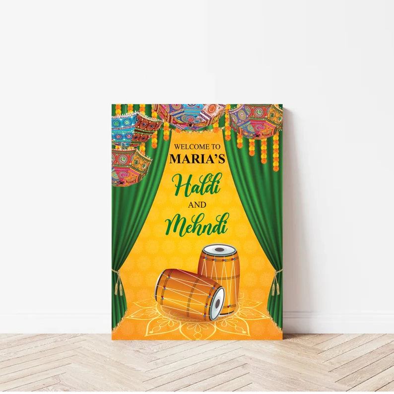 Custom Haldi Mehndi Foam Board Poster Sign