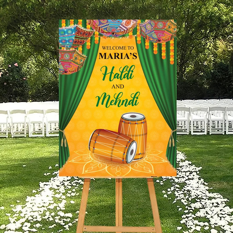 Custom Haldi Mehndi Foam Board Poster Sign