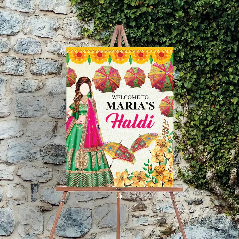 Custom Haldi Mehndi Foam Board Poster Sign