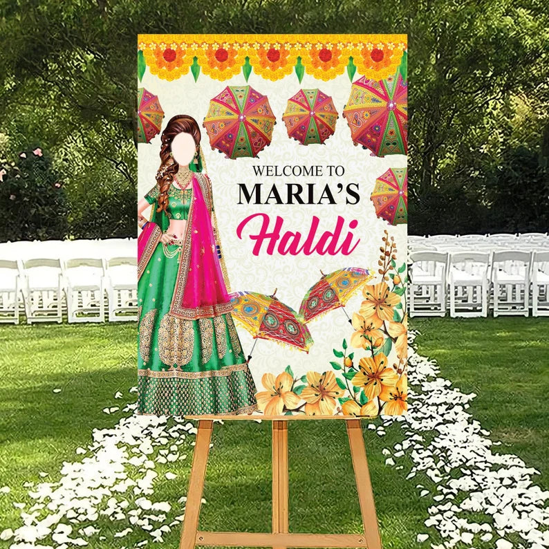 Custom Haldi Mehndi Foam Board Poster Sign