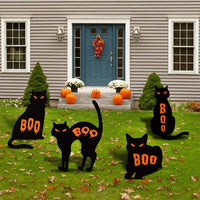 4ct Black Cat Silhouette BOO Yard Sign Cutouts
