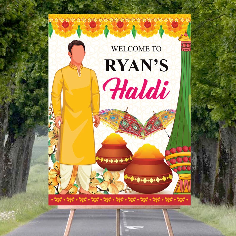 Custom Haldi Mehndi Foam Board Poster Sign