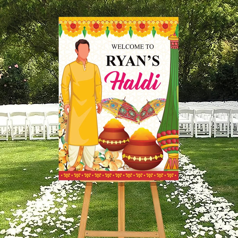 Custom Haldi Mehndi Foam Board Poster Sign