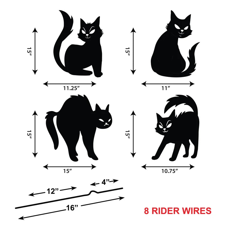 4ct Black Cat Silhouette Yard Sign Cutouts
