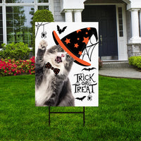 Halloween Yard Sign - Scary Pumpkin Cat Witch Halloween Decorations