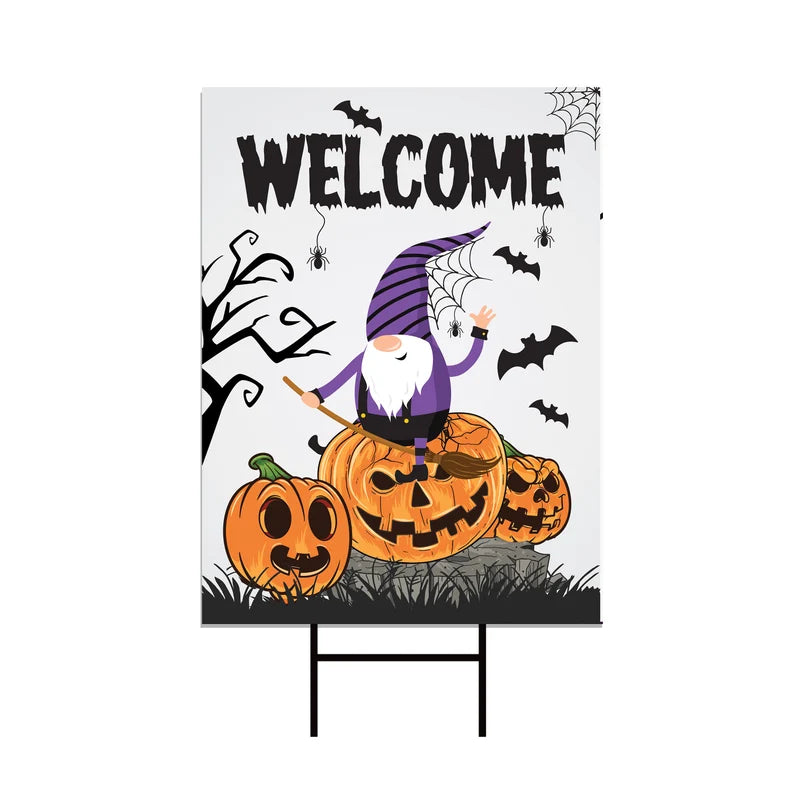 Halloween Yard Sign - Scary Pumpkin Cat Witch Halloween Decorations