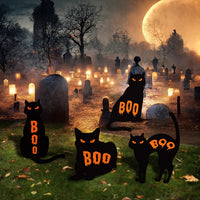 4ct Black Cat Silhouette BOO Yard Sign Cutouts