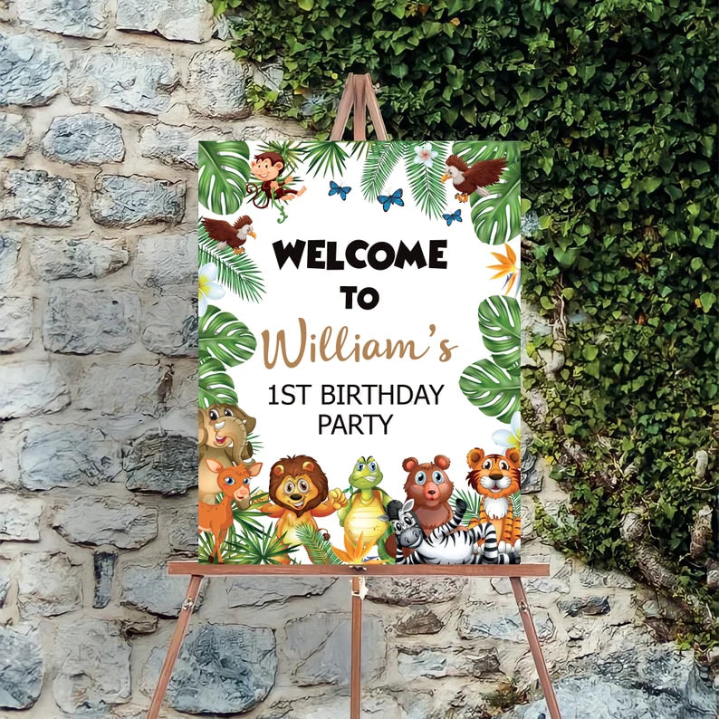 Custom Safari Birthday Foam Board Poster Sign