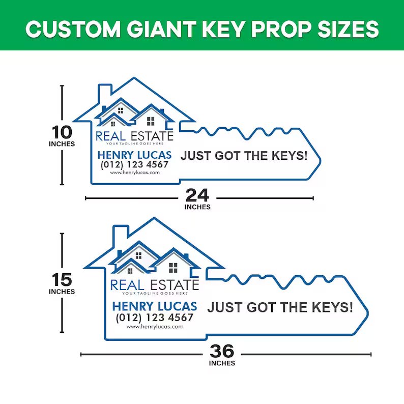 Personalized Real Estate Marketing Key Cutout Sign