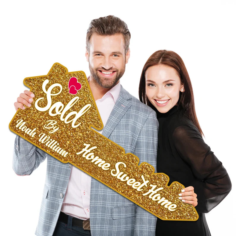 Personalized Real Estate Marketing Key Cutout Sign