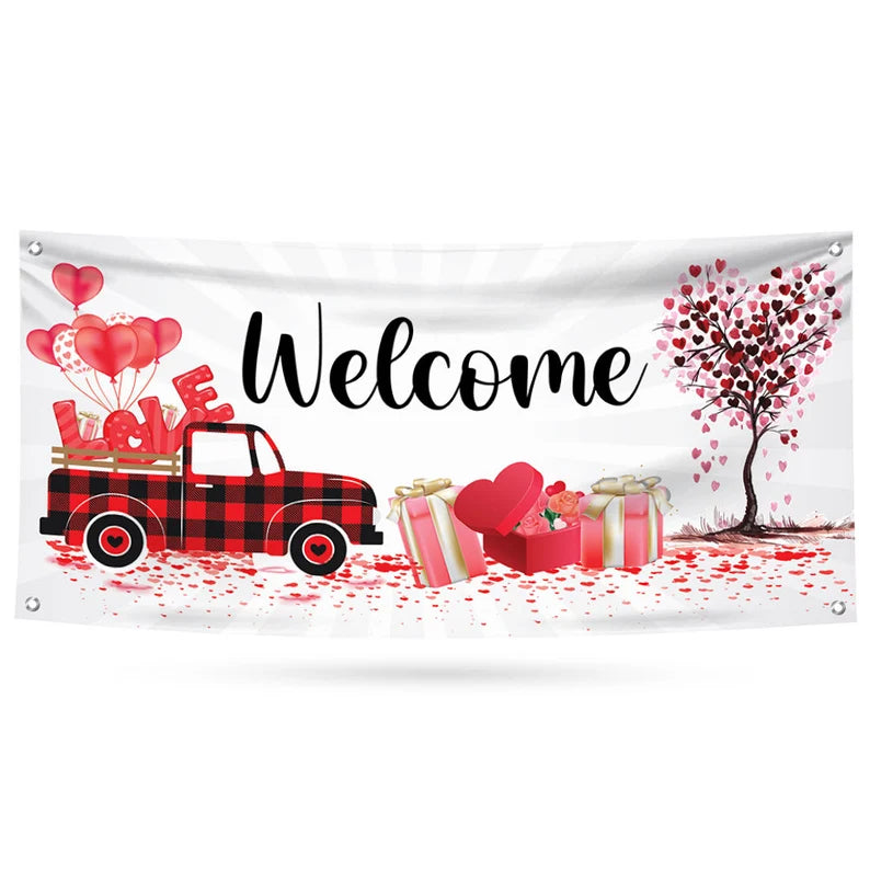 Happy Valentine's Day Welcome Banner Sign