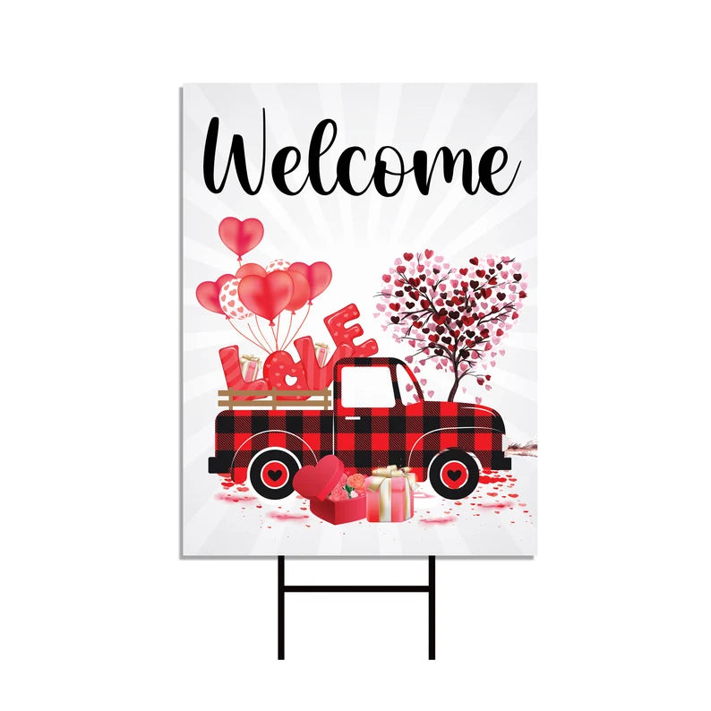 Valentine's Day Welcome Yard Sign