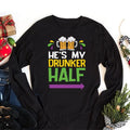 Mardi Gras He's My Drunker Half Long Sleeve T-Shirt