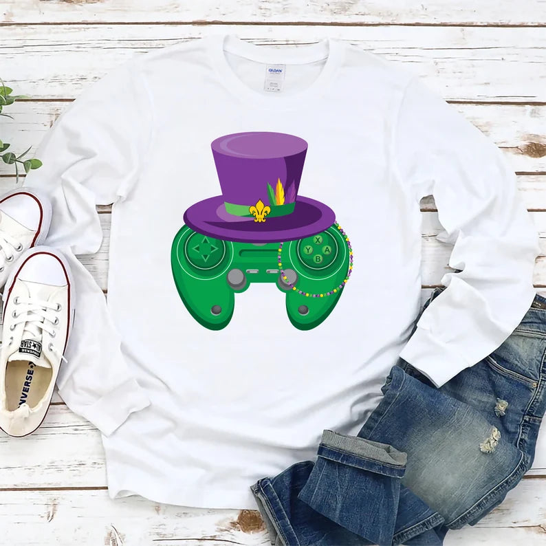 Mardi Gras Gamer Long Sleeve T-Shirt