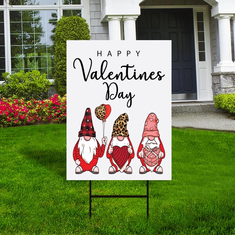 Gnome Valentines Day Yard Sign