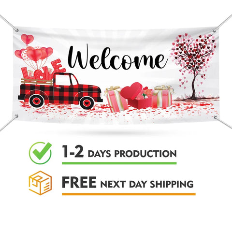 Happy Valentine's Day Welcome Banner Sign