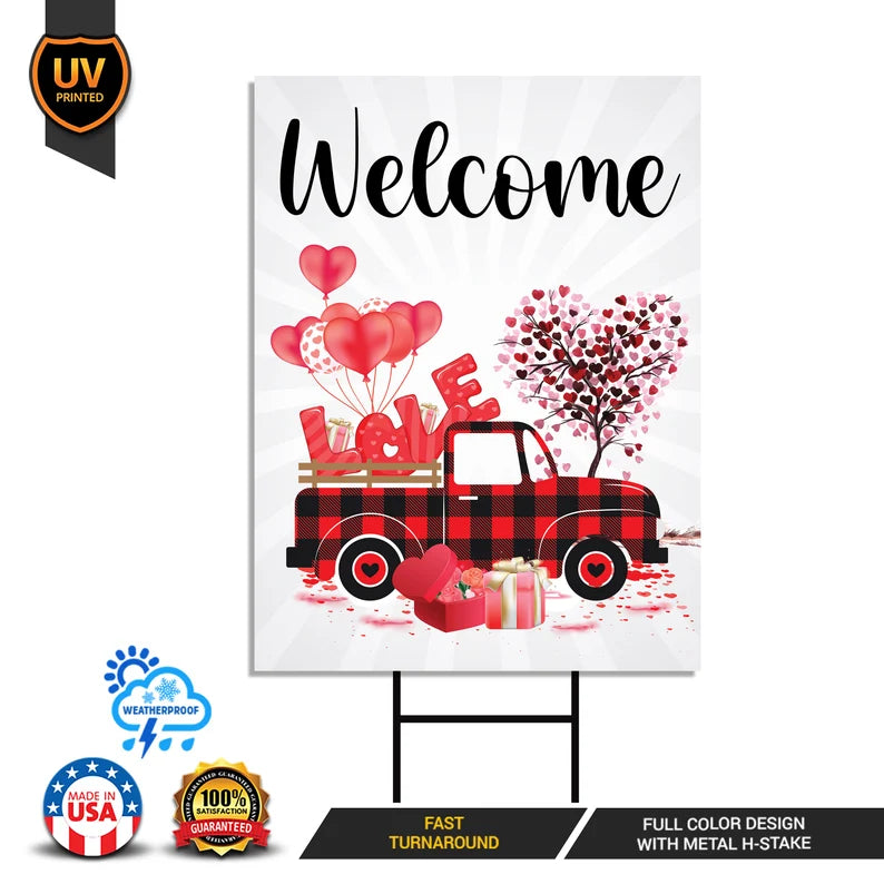 Valentine's Day Welcome Yard Sign