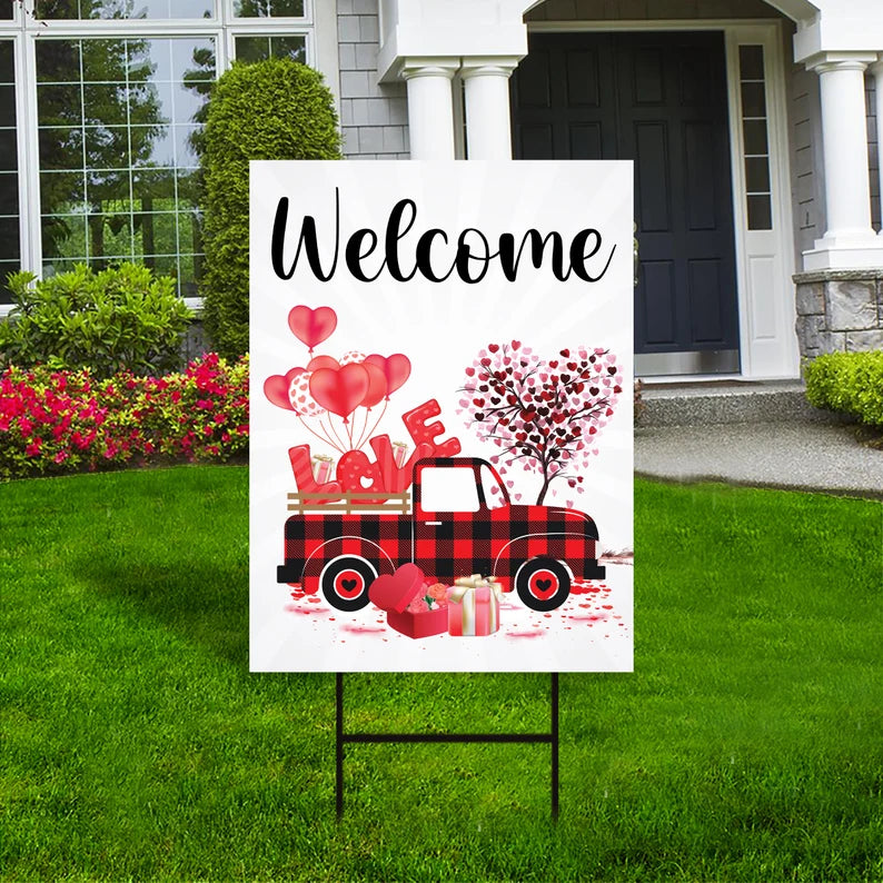 Valentine's Day Welcome Yard Sign