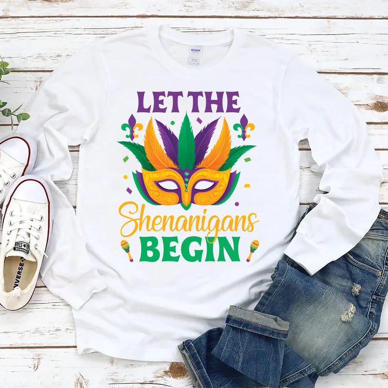 Mardi Gras Jester Mask Long Sleeve T-Shirt
