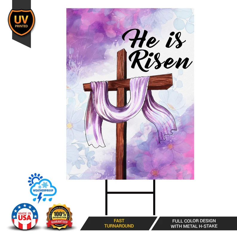 Happy Easter 2024 He is Risen Yard Sign