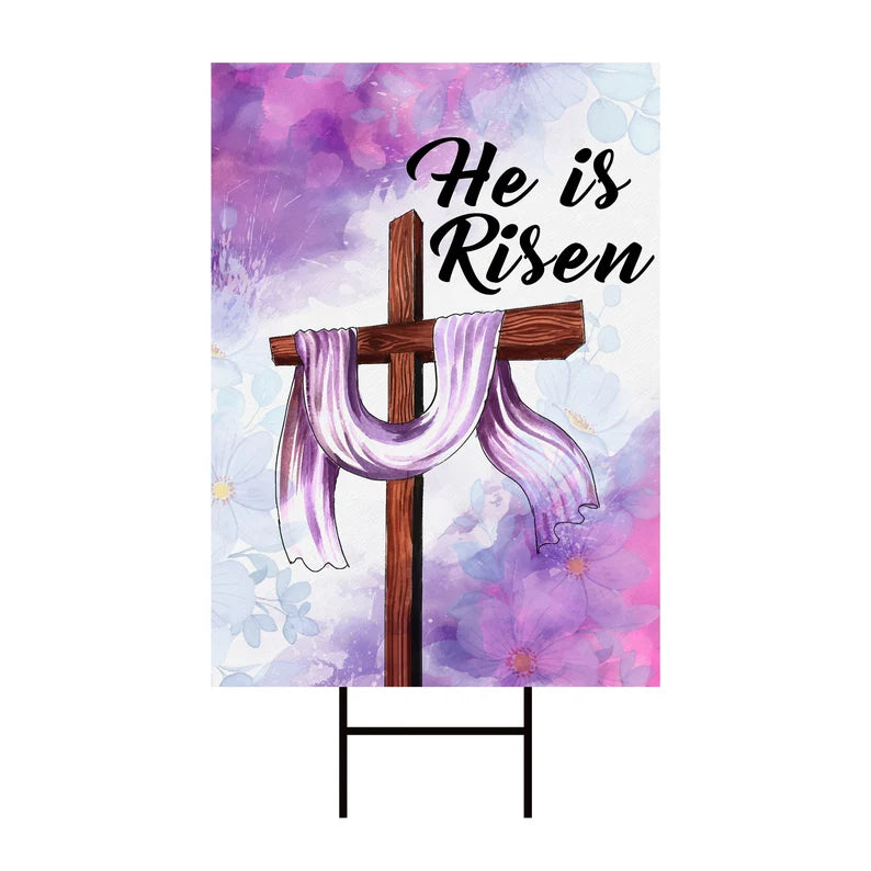 Happy Easter 2024 He is Risen Yard Sign