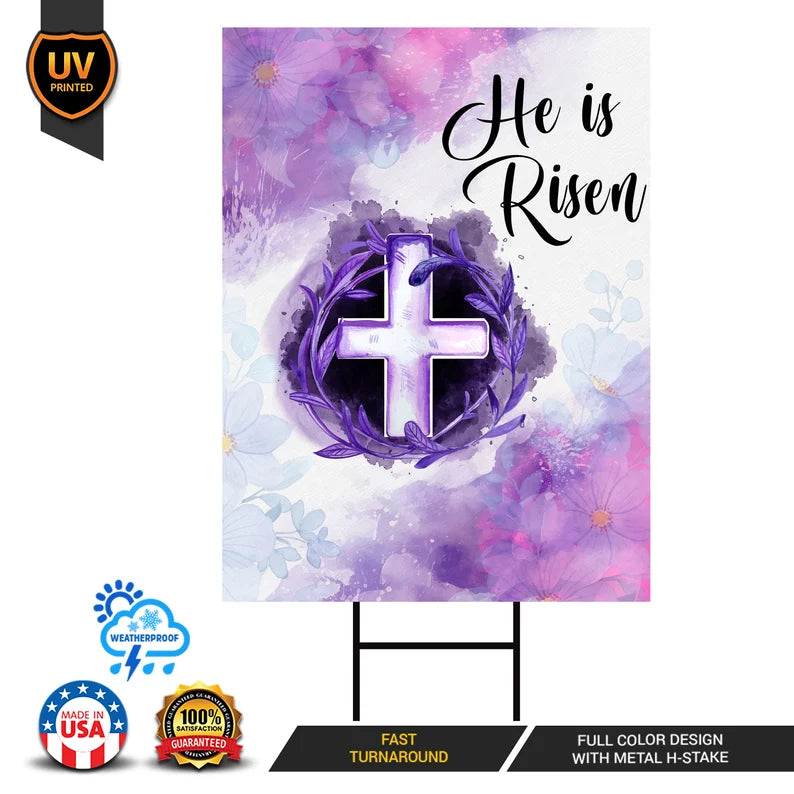 Happy Easter 2023 He is Risen Yard Sign