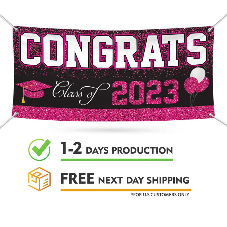 Congrats Grad 2023 Banner Sign