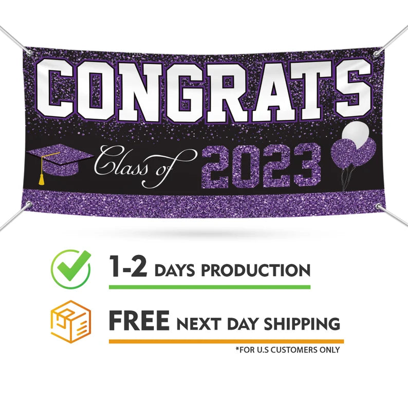 Congrats Grad 2023 Banner Sign