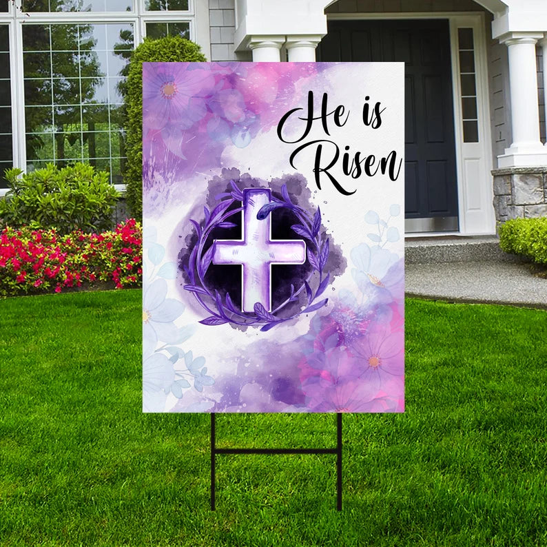 Happy Easter 2023 He is Risen Yard Sign