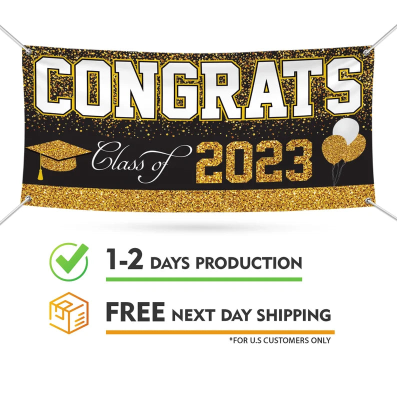 Congrats Grad 2023 Banner Sign