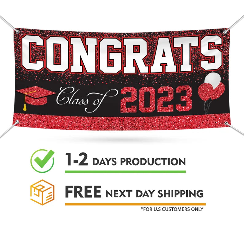 Congrats Grad 2023 Banner Sign