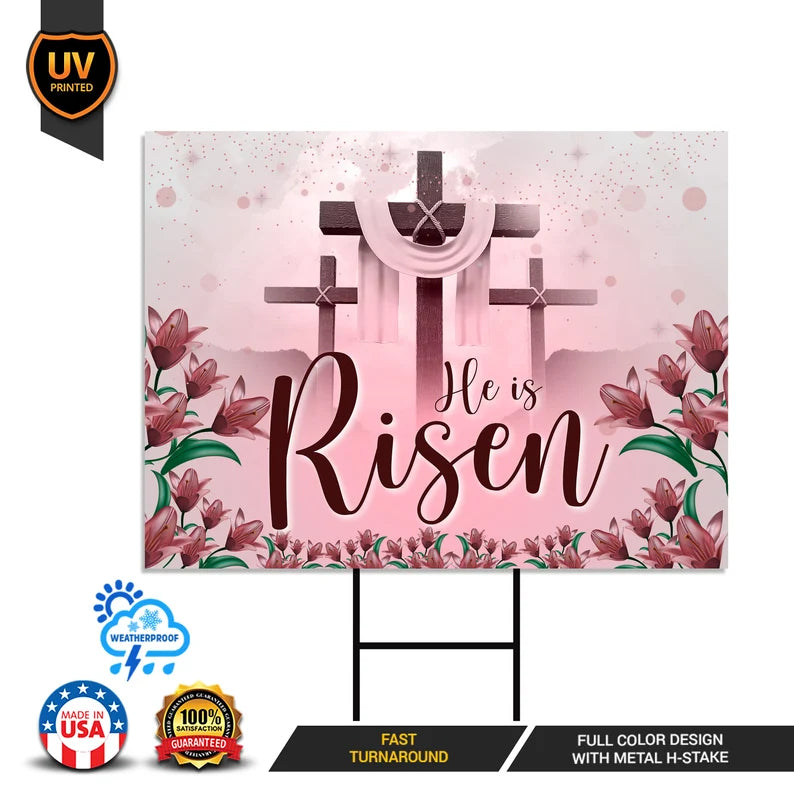 Happy Easter 2023 He is Risen Yard Sign