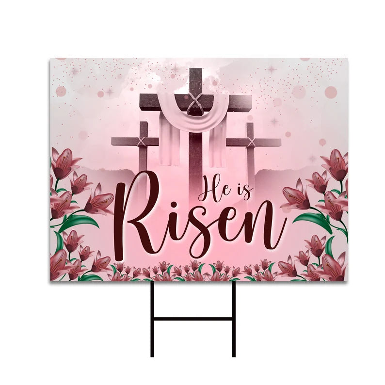 Happy Easter 2023 He is Risen Yard Sign
