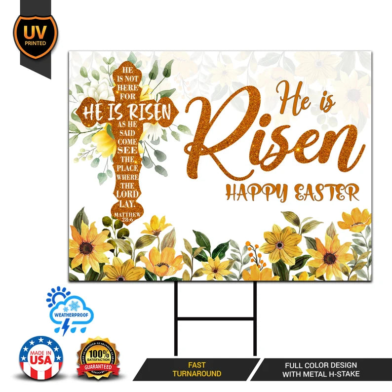 Happy Easter 2023 He is Risen Yard Sign