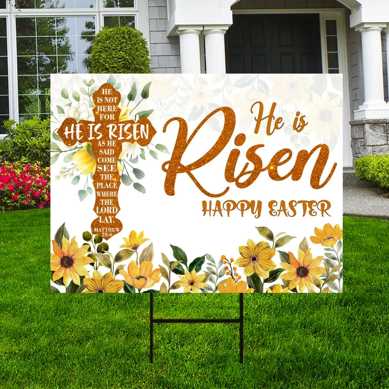 Happy Easter 2023 He is Risen Yard Sign