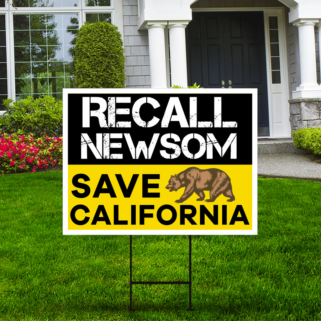 Pack of 2 Recall Newsom Save California Yard Sign