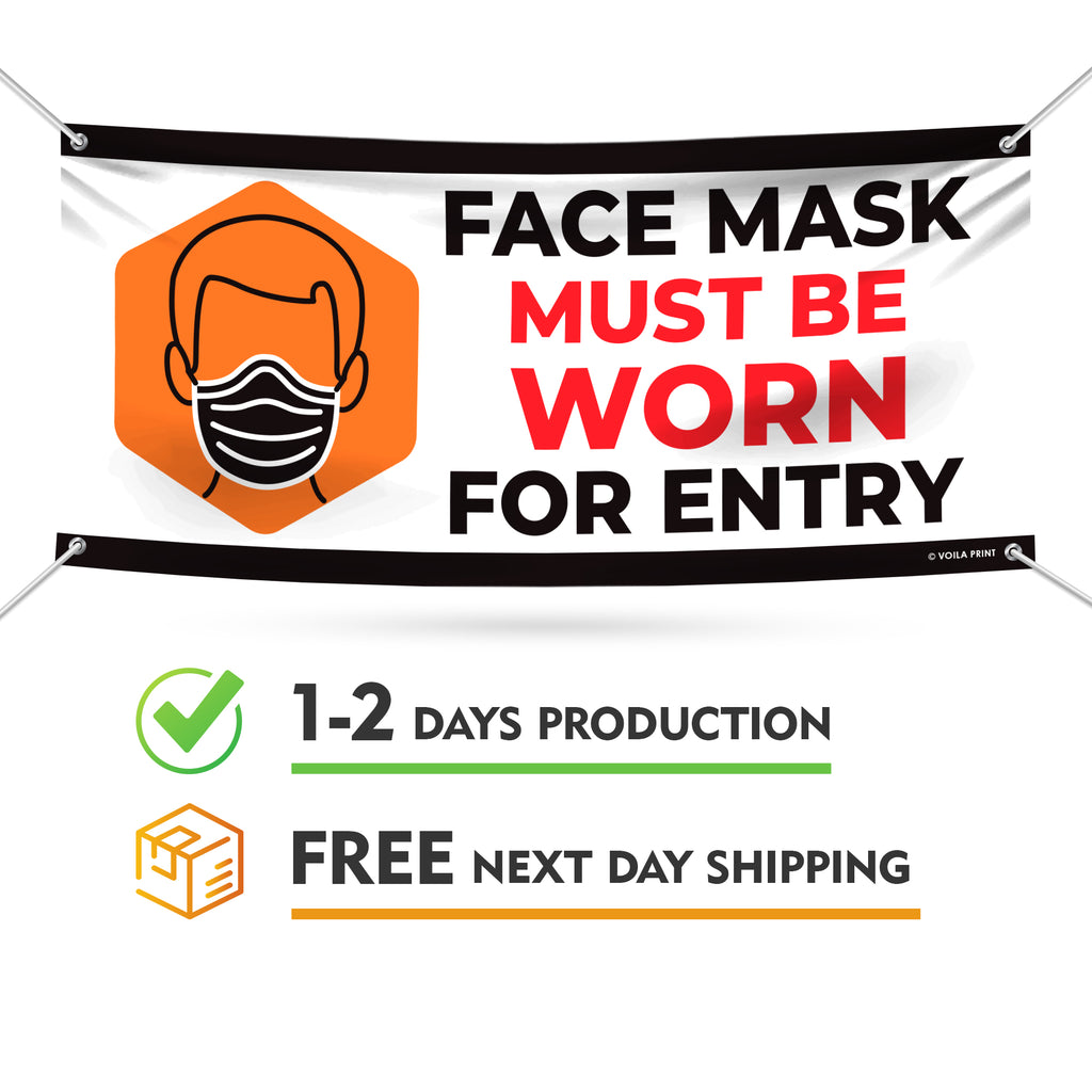 Face Mask Must Be Worn For Entry Banner Sign
